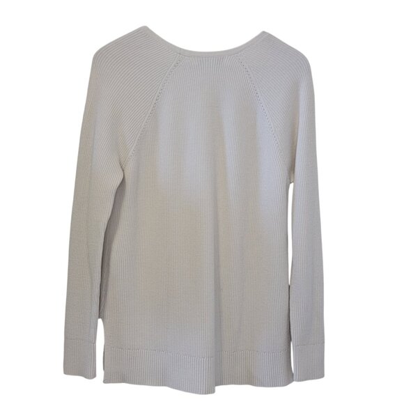 Athleta Sweater Hanover Refined V Neck Merino Wool Blend Small Bone Jumper SZ S - Picture 10 of 12